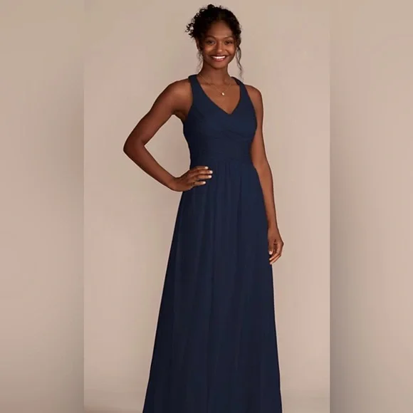 David's Bridal | Dresses | Davids Bridal Navy Bridesmaid Dress | Poshmark